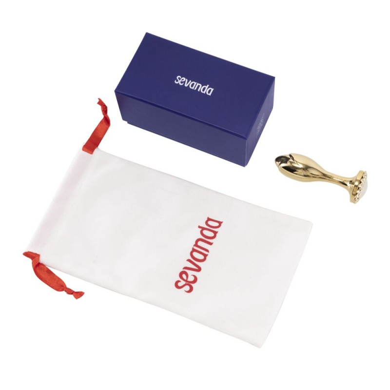 Золота анальна пробка з камінцем Lockink Sevanda Rosa