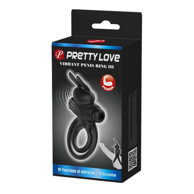 Ерекційне кільце з подвійною фіксацією Pretty Love Vibrant Penis Ring III