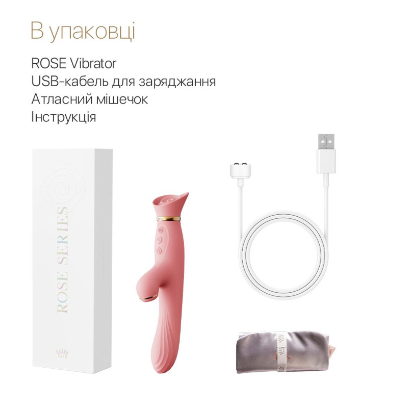 Вібратор кролик з вакуумною стимуляцією та пульсацією Zalo Rose Thruster