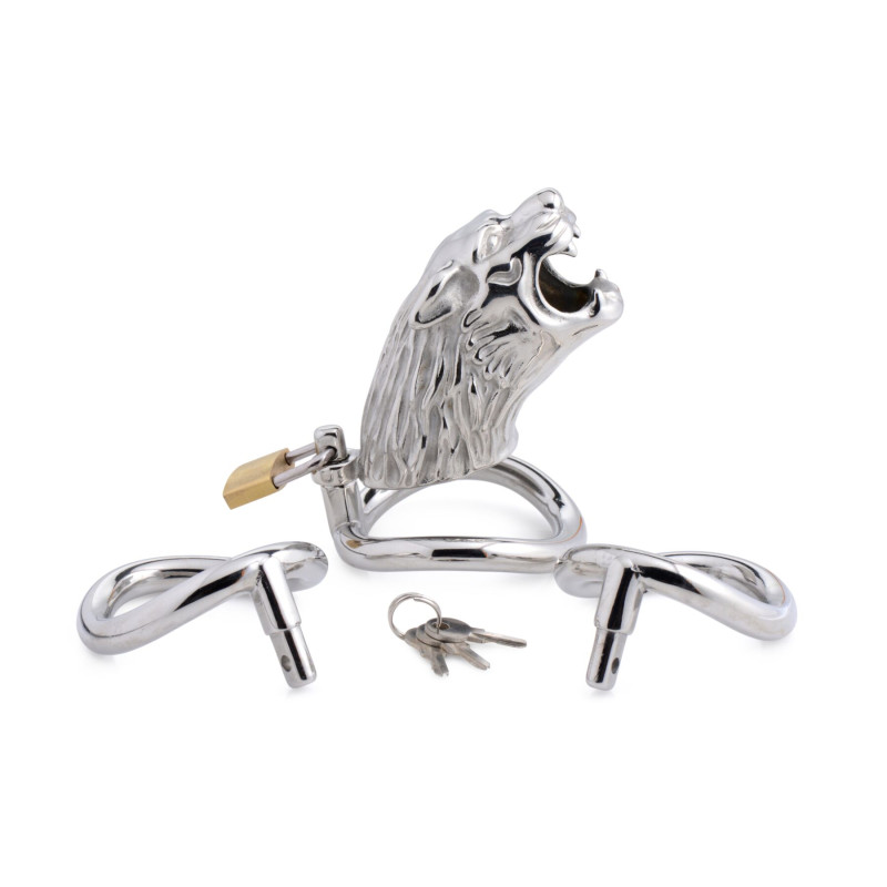Пояс вірності Master Series: Tiger King Cock Cage With Lock, три кільця, замок, три ключі
