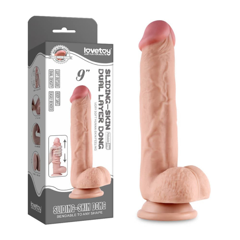 Реалистичный фаллоимитатор с подвижной кожей LoveToy Sliding Skin