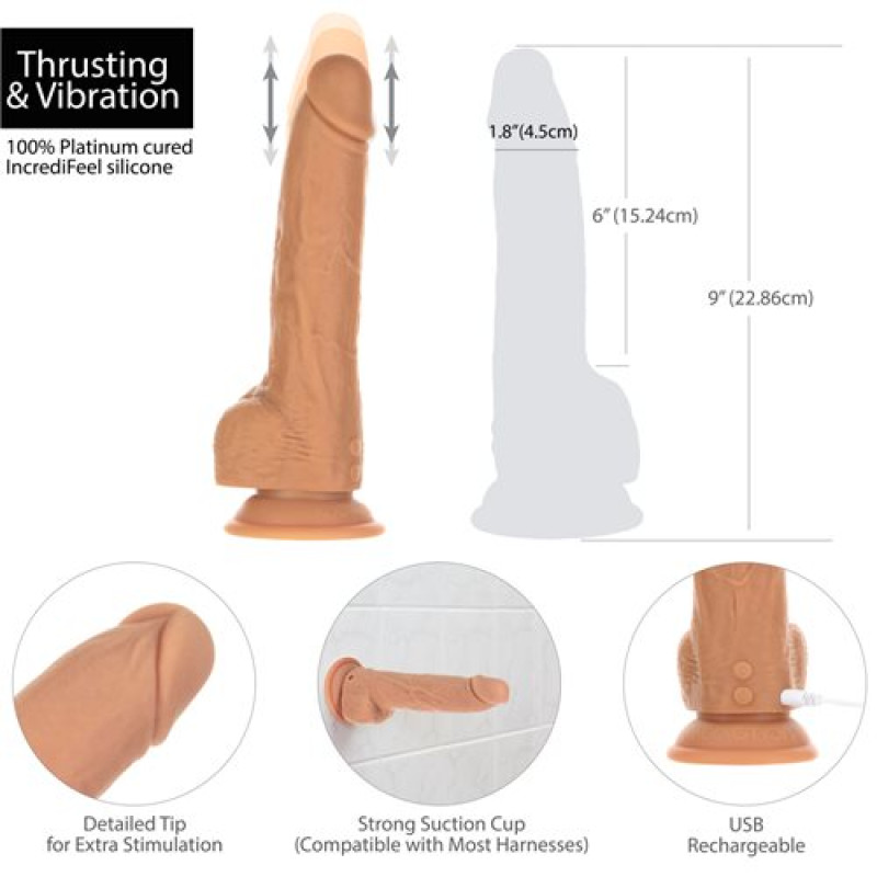 Реалістичний фалоімітатор з вібрацією та фрикціями Naked Addiction Thrusting Dong 9”