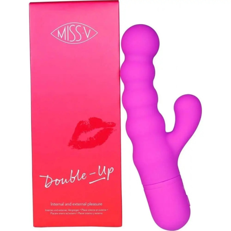 Вибратор кролик рельефный Double Up Miss V