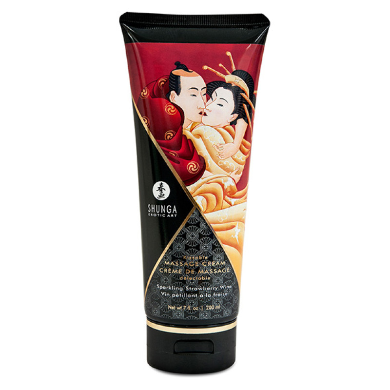 Їстівний масажний крем Shunga Kissable Massage Cream полуничне шампанське