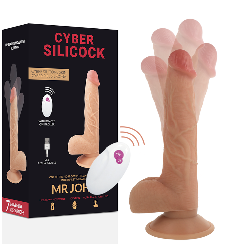 Реалистичный фаллоимитатор с ротацией и фрикциями Cyber Silicock Mr John