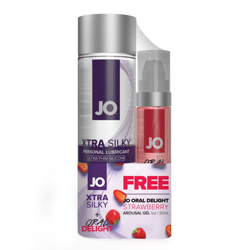 Набор лубрикант + оральный гель System JO GWP - Xtra Silky Silicone 120 мл & Oral Delight Strawberry