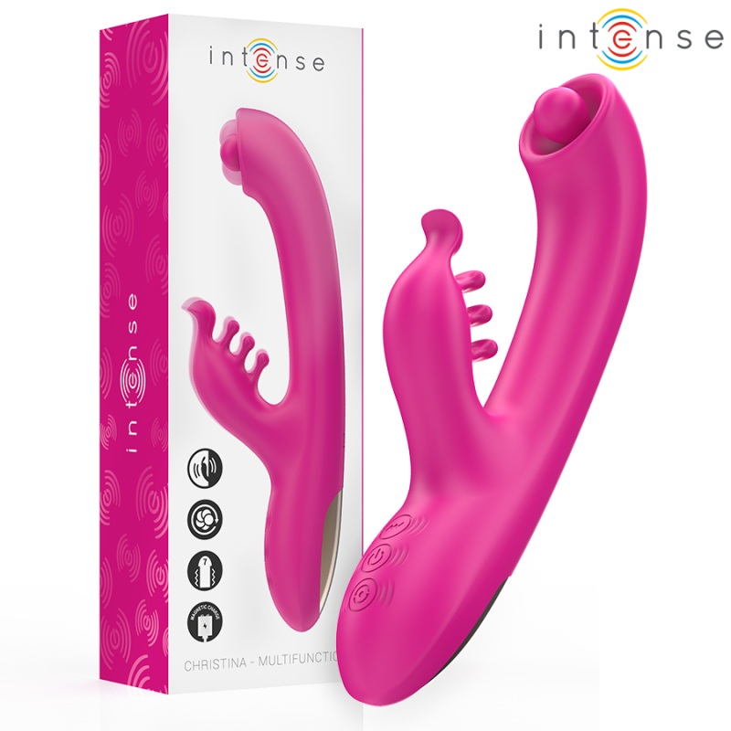 Вибратор кролик с ротацией, 3 мотора INTENSE Christina Pink Вибратор кролик с ротацией, 3 мотора INTENSE Christina Pink