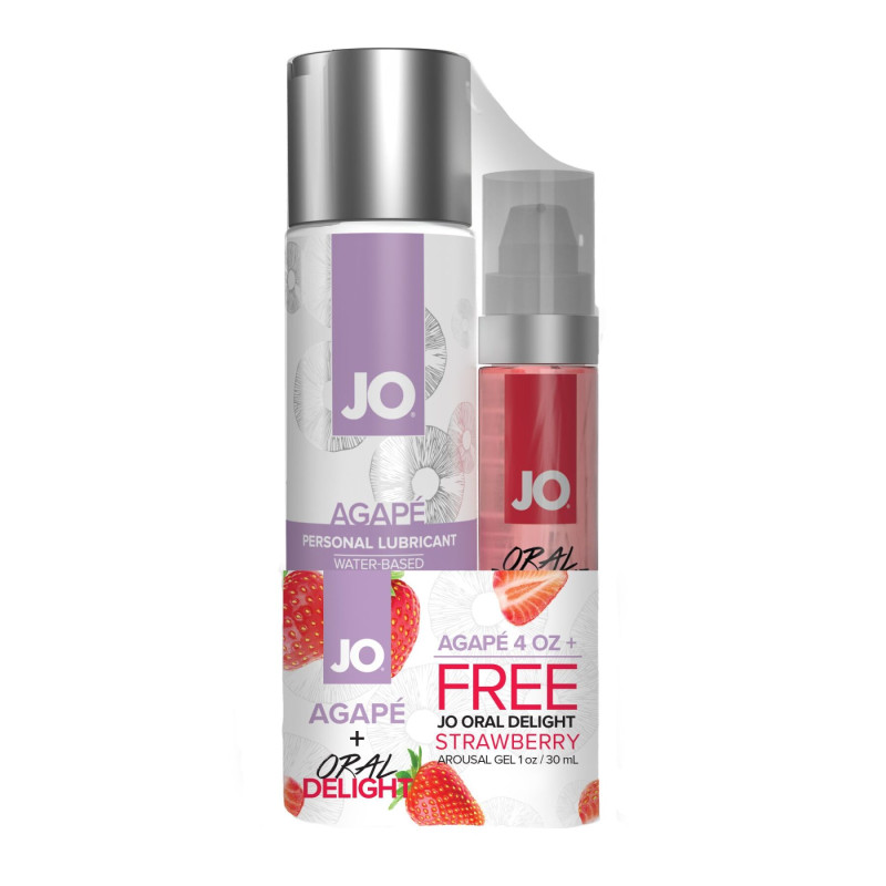 Набір лубрикант + оральний гель System JO GWP - Agape 120 ml & Oral Delight - Strawberry 30