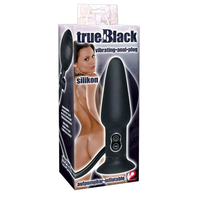 Надувна анальна пробка з вібрацією True Black Vibrating Anal Plug Надувна анальна пробка з вібрацією True Black Vibrating Anal Plug