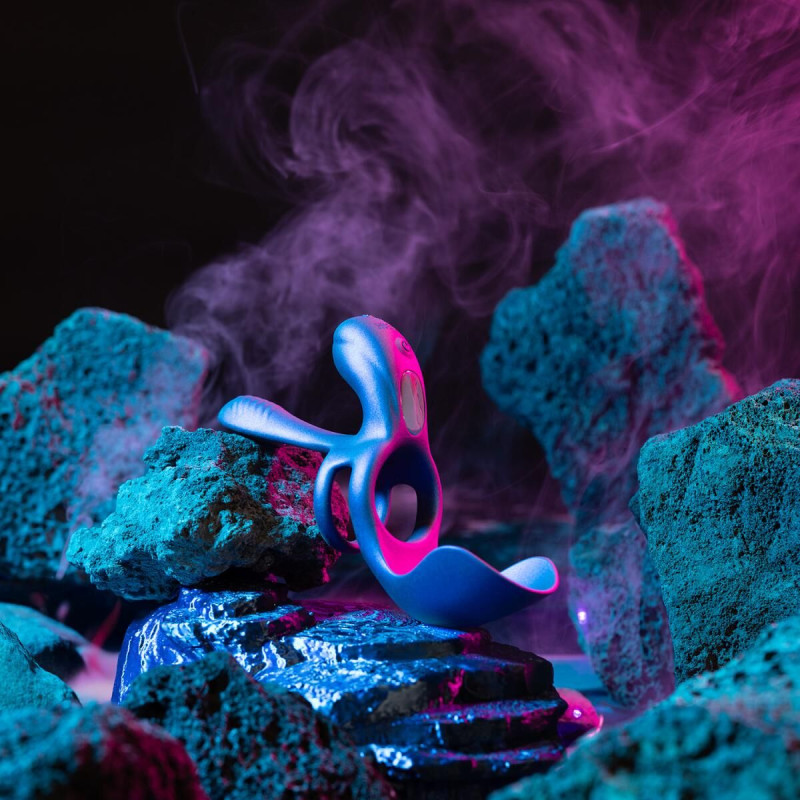 Эрекционное кольцо 3в1 Hueman – Zenith, стимуляция яичек, точки G и клитора, пульт ДУ