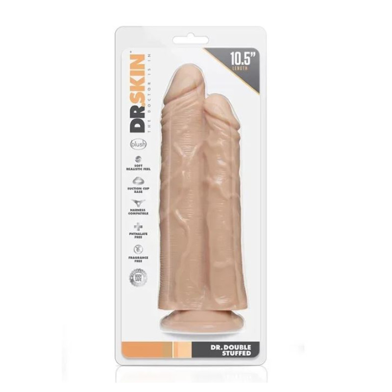 Подвійний фалоімітатор на присосці Blush Dr. Skin Dr. Double Stuffed Подвійний фалоімітатор на присосці Blush Dr. Skin Dr. Double Stuffed