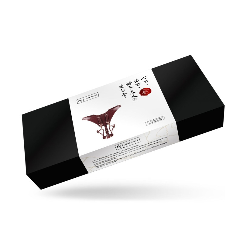 Шкіряні трусики для вібратора Liebe Seele Wine Red Forced Orgasm Strop