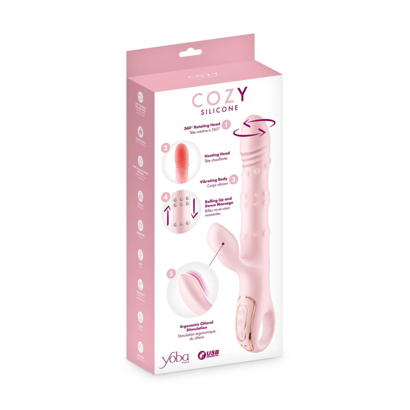 Вібратор-кролик 5в1 Yoba Cozy, вібрація, ротація, пульсація, перлинний масаж, нагрівання Вібратор-кролик 5в1 Yoba Cozy, вібрація, ротація, пульсація, перлинний масаж, нагрівання