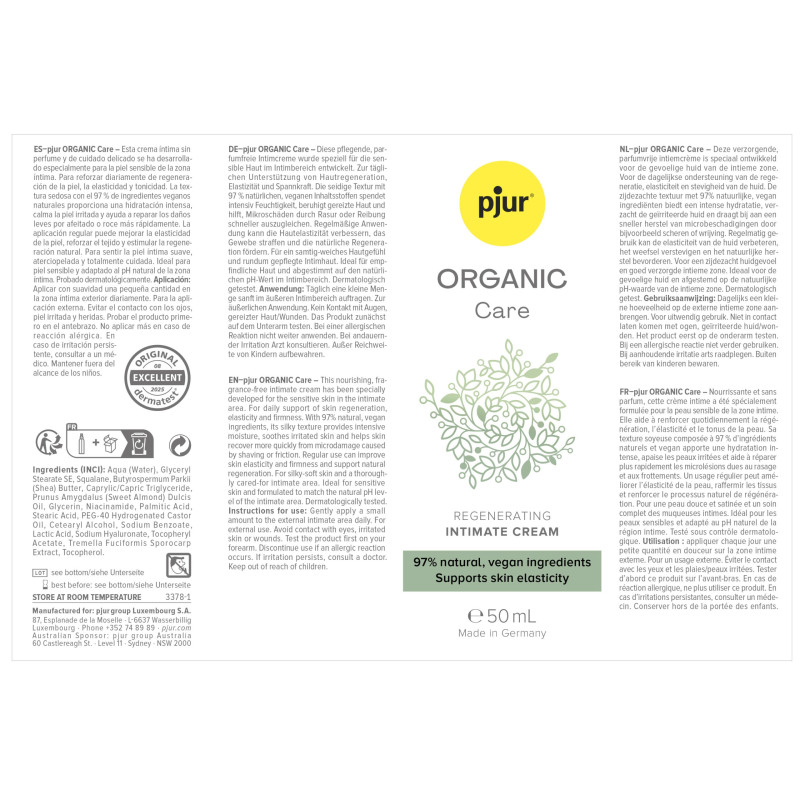 Органический крем для интимного ухода pjur ORGANIC Care 50 мл