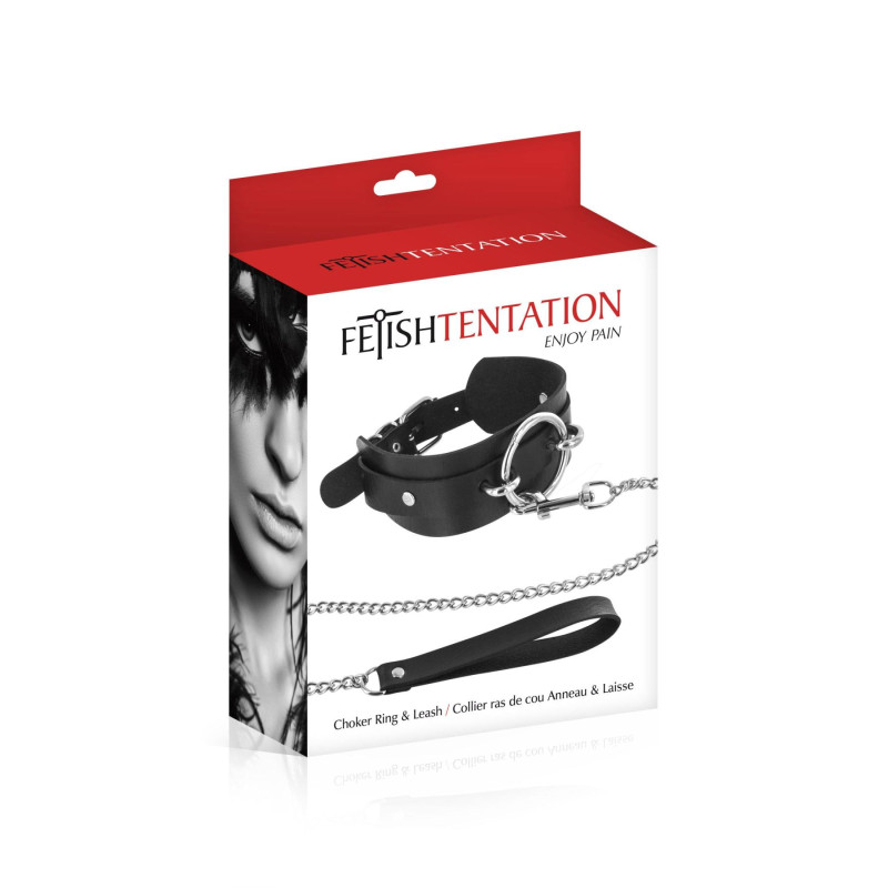 Нашийник великим кільцем та з повідцем Fetish Tentation Ring and Leash Нашийник великим кільцем та з повідцем Fetish Tentation Ring and Leash