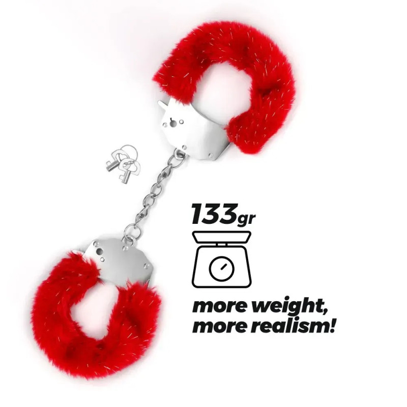 Наручники SPANGLE Crushious металеві, з червоним хутром