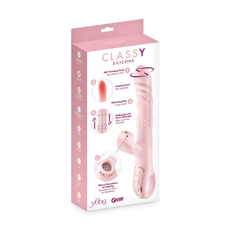 Вібратор-кролик 5в1 Yoba Classy, вібрація, ротація, пульсація, перлинний масаж, нагрівання Вібратор-кролик 5в1 Yoba Classy, вібрація, ротація, пульсація, перлинний масаж, нагрівання