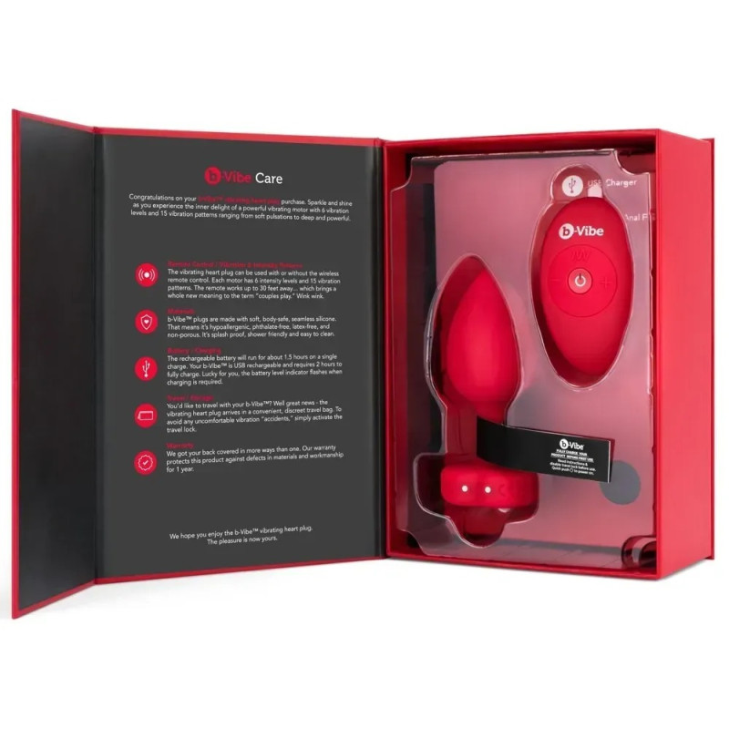 Анальная пробка с вибрацией B-Vibe Vibrating Heart Plug M/L