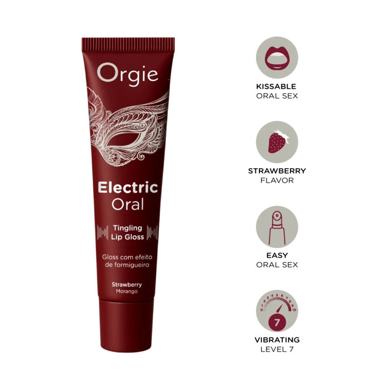 Рідкий вібратор блиск для губ Orgie Electric Oral Lips Gloss Strawberry