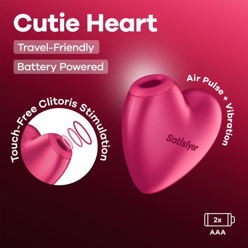 Вакуумний стимулятор-серце з вібрацією Satisfyer Cutie Heart Battery Series Вакуумний стимулятор-серце з вібрацією Satisfyer Cutie Heart Battery Series