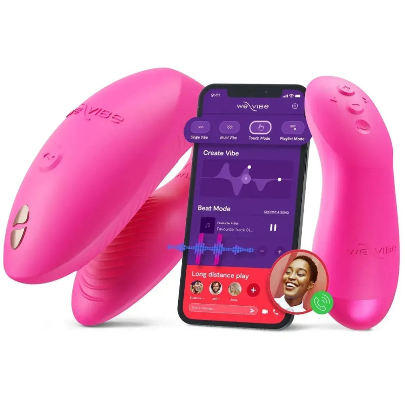Вибратор для пар We-Vibe Chorus Pro Electric Pink с пультом и приложением