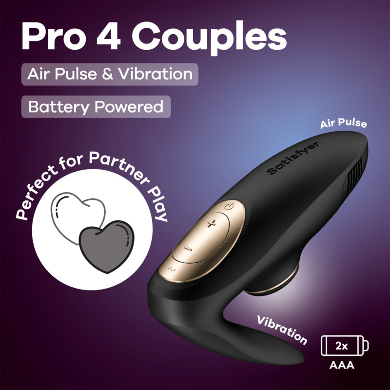 Вакуумний вібратор для пар Satisfyer Pro 4 Couples Battery Series Вакуумний вібратор для пар Satisfyer Pro 4 Couples Battery Series