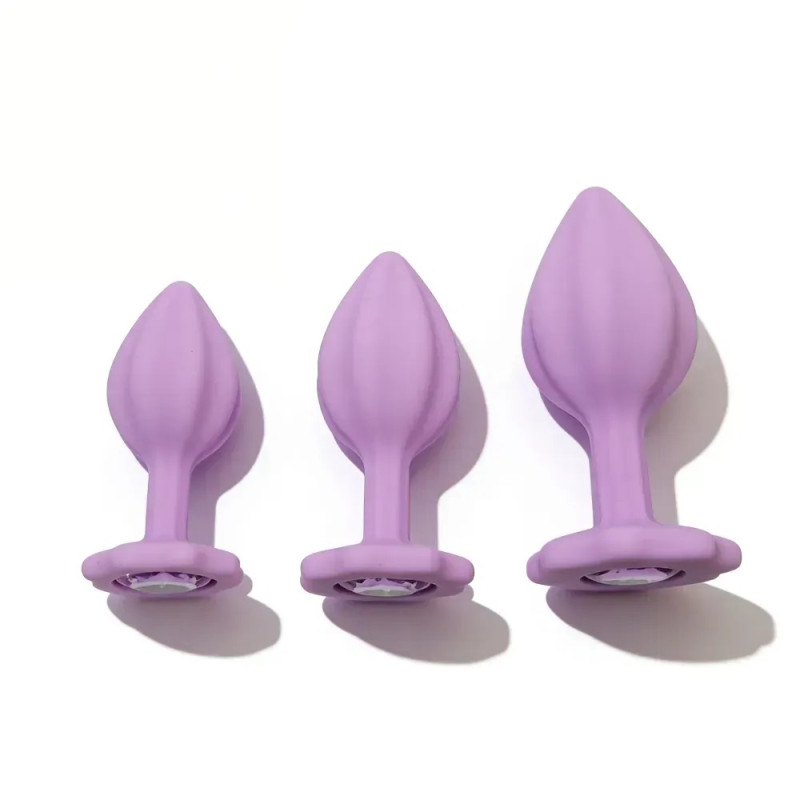 Набор силиконовых анальных рельефных пробок ALUME, 3 шт.