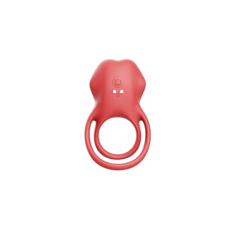 Ерекційне віброкільце Dual Ring Tongue Vibe Red