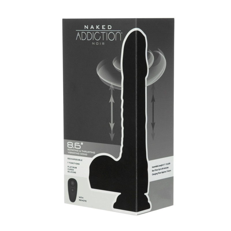 Вибро-фаллоимитатор с ротацией и пульсацией Naked Addiction 8.6″ Noir