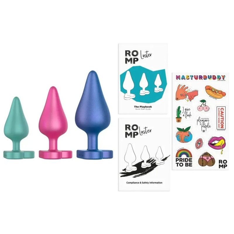 Набор из 3 анальных пробок ROMP Luster разноцветные Набор из 3 анальных пробок ROMP Luster разноцветные