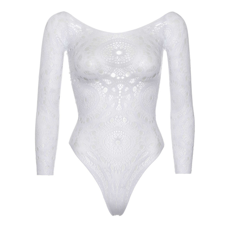 Эротическое боди-бодистокинг Leg Avenue Snap crotch thong back teddy White