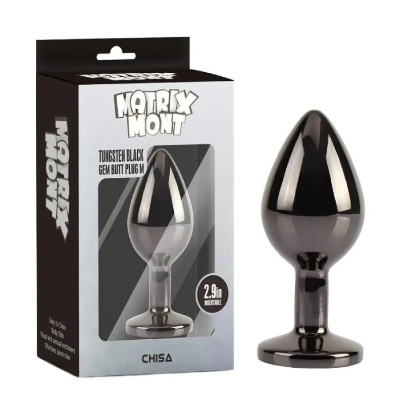 Анальная пробка черный металл с камешком мульти CHISA MATRIX MONT Анальная пробка черный металл с камешком мульти CHISA MATRIX MONT