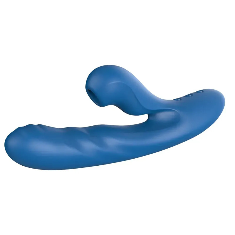 Вібратор-кролик BeYourLover OTTO з вакуумом, підігрівом і фрикціями, синій