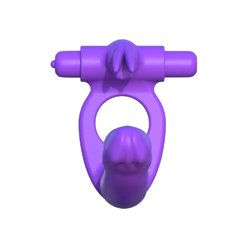 Насадка на член для двойного проникновения с вибрацией Pipedream, фиолетовая, 19.5 х 2.7 см