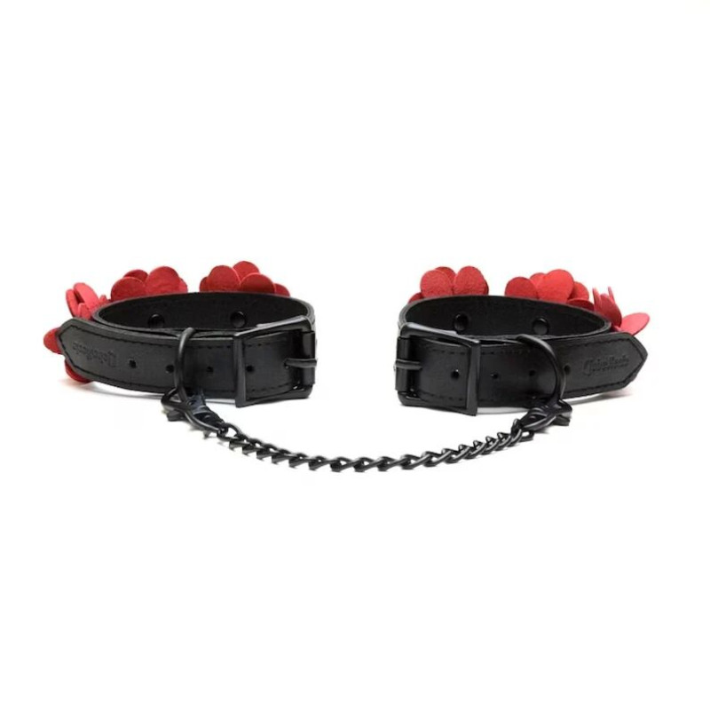 Наручники Liebe Seele Flower Rhythm - Black and Red Leather Flowers Hand Cuffs Наручники Liebe Seele Flower Rhythm - Black and Red Leather Flowers Hand Cuffs