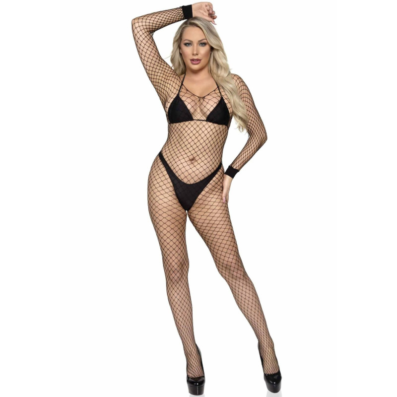 Бодистокинг в большую сетку Leg Avenue Long Sleeved Bodystocking