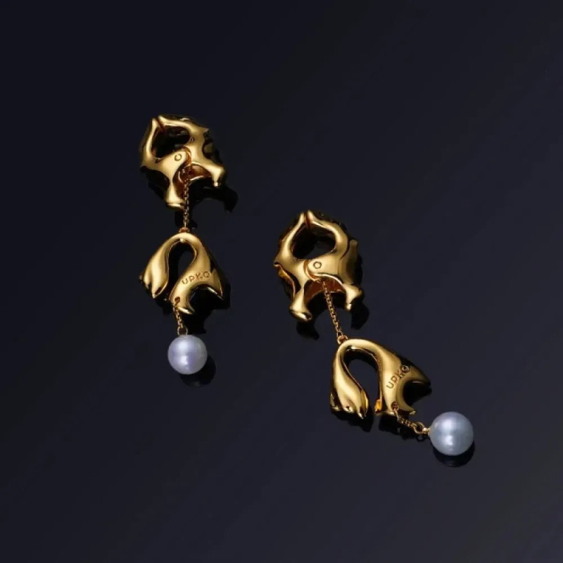 Фигурные зажимы на соски с жемчугом UPKO Moist Eyes Pearl золотые