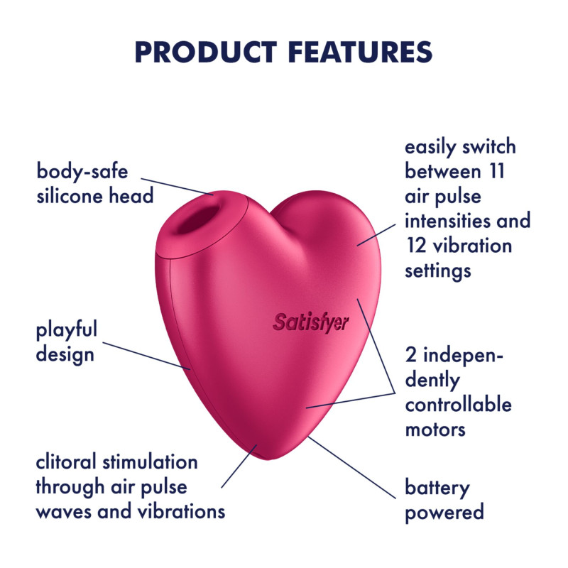 Вакуумний стимулятор-серце з вібрацією Satisfyer Cutie Heart Battery Series Вакуумний стимулятор-серце з вібрацією Satisfyer Cutie Heart Battery Series