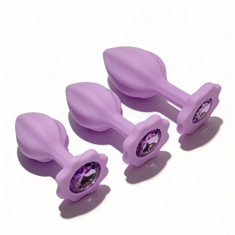 Набор силиконовых анальных рельефных пробок ALUME, 3 шт.