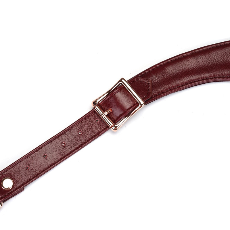 Шкіряні трусики для вібратора Liebe Seele Wine Red Forced Orgasm Strop
