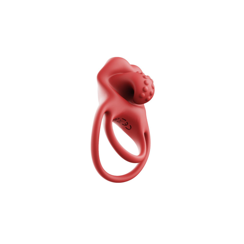 Ерекційне віброкільце Dual Ring Tongue Vibe Red
