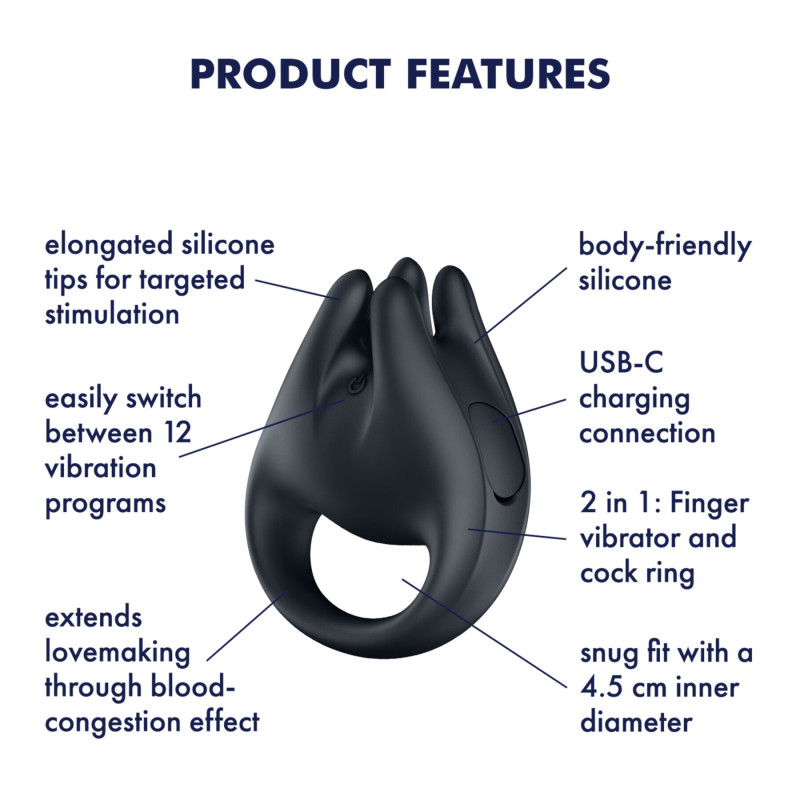 Вібратор на палець та ерекційне кільце 2в1 Satisfyer Perfect Pair 1 Вібратор на палець та ерекційне кільце 2в1 Satisfyer Perfect Pair 1