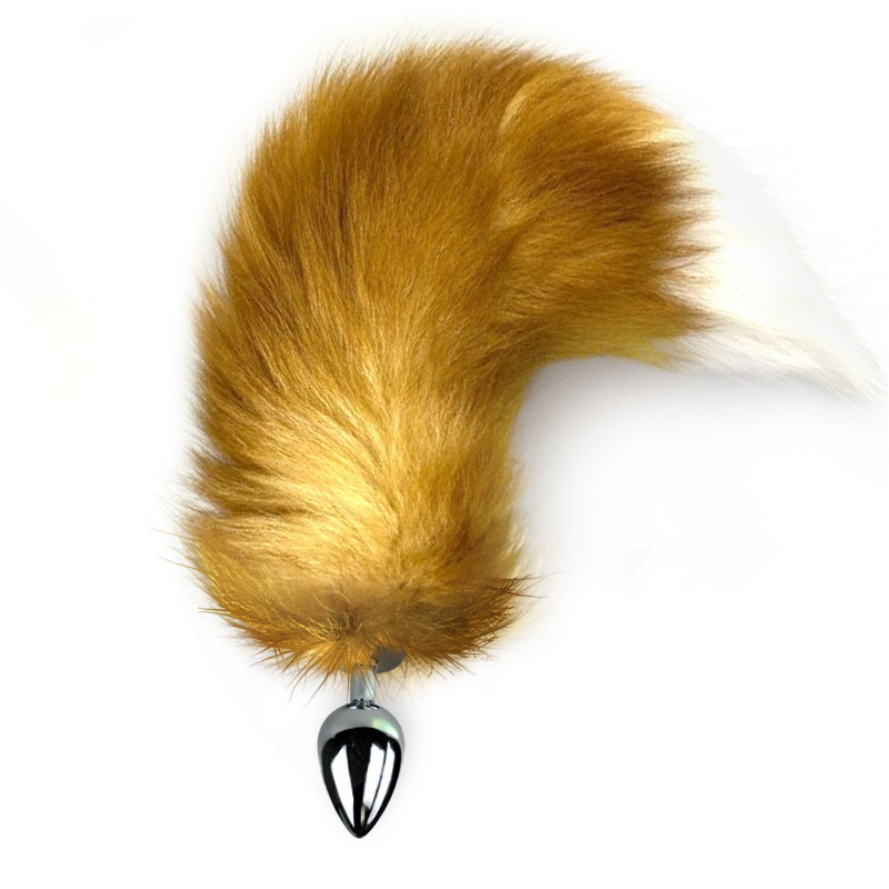 Металева анальна пробка з хвостом із натурального хутра Art of Sex size M