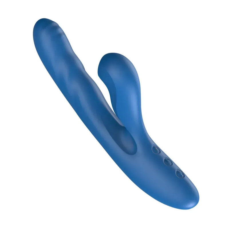 Вібратор-кролик BeYourLover OTTO з вакуумом, підігрівом і фрикціями, синій