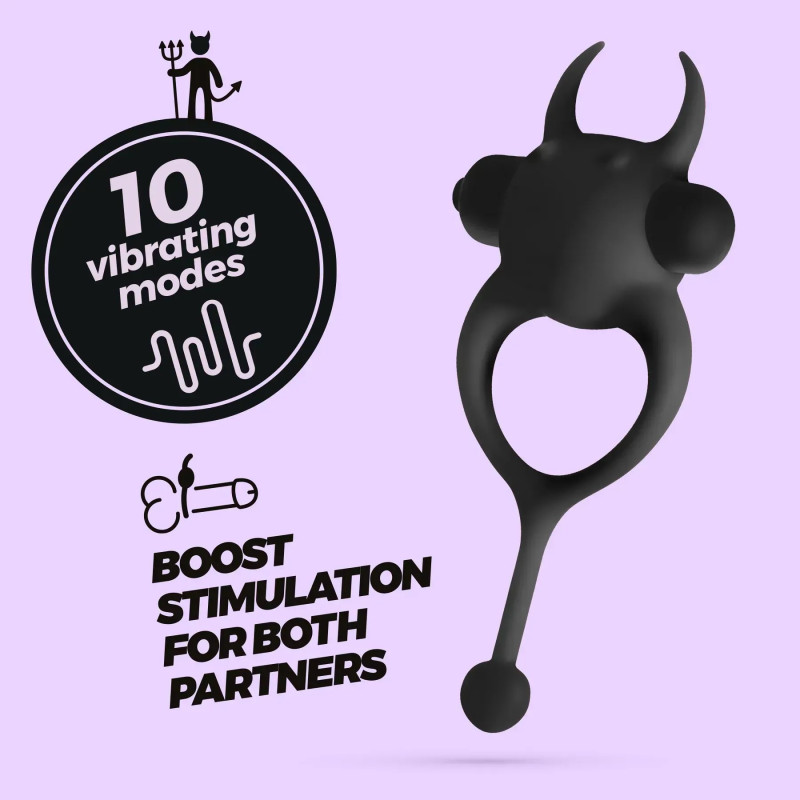 Виброкольцо CRUSHIOUS Daemon с рожками и хвостиком, 10 режимов, черное Виброкольцо CRUSHIOUS Daemon с рожками и хвостиком, 10 режимов, черное