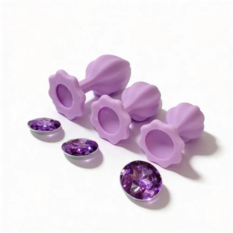 Набор силиконовых анальных рельефных пробок ALUME, 3 шт.