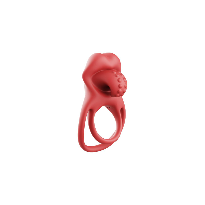 Ерекційне віброкільце Dual Ring Tongue Vibe Red