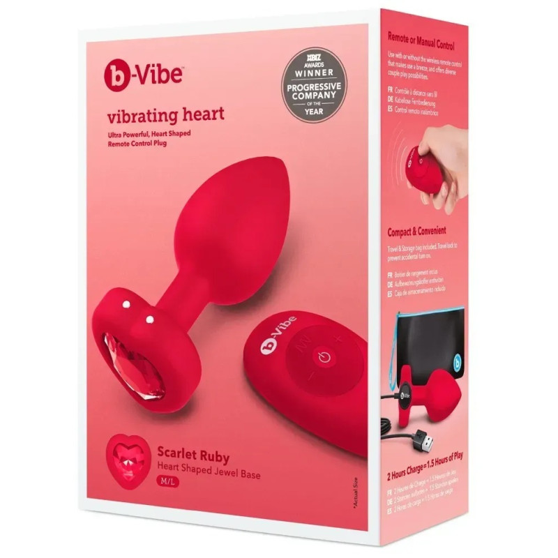 Анальная пробка с вибрацией B-Vibe Vibrating Heart Plug M/L