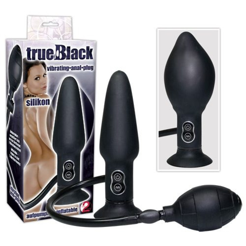 Надувна анальна пробка з вібрацією True Black Vibrating Anal Plug Надувна анальна пробка з вібрацією True Black Vibrating Anal Plug