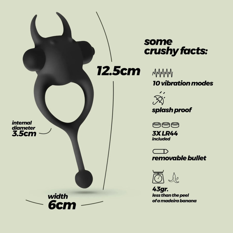 Виброкольцо CRUSHIOUS Daemon с рожками и хвостиком, 10 режимов, черное Виброкольцо CRUSHIOUS Daemon с рожками и хвостиком, 10 режимов, черное